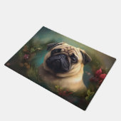 Santa Paws goedgekeurd: Pug passief feestelijk Deurmat (Schuin)