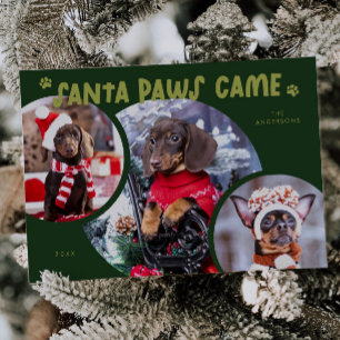 Santa Paws Green Dog Foto Vakantie Kaart