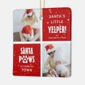 Santa Paws, Happy Howholidays 4 Foto Hond Kerstmis Keramisch Ornament (Links)