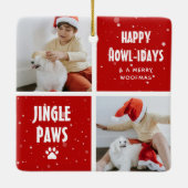 Santa Paws, Happy Howholidays 4 Foto Hond Kerstmis Keramisch Ornament (Achterkant)