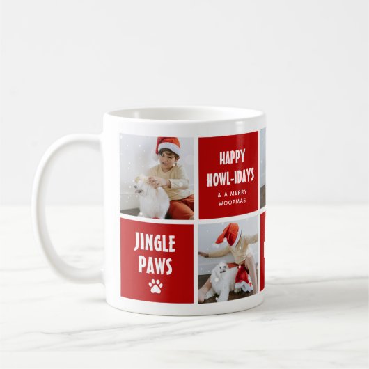 Santa Paws, Happy Howholidays 5 Foto Hond Kerstmis Koffiemok (Links)
