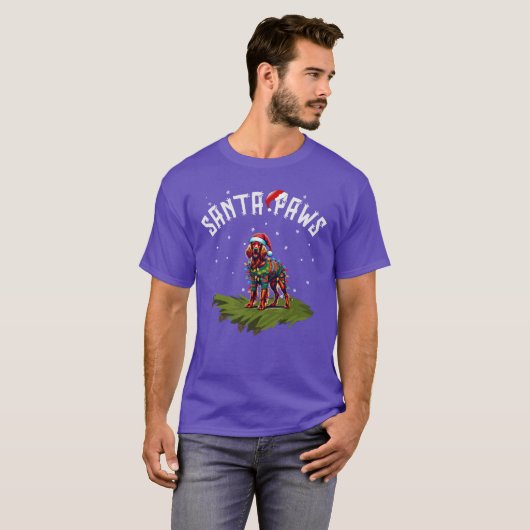 Santa Paws Happy Irish Setter Wrapped in Christmas T-shirt (Voorkant volledig)