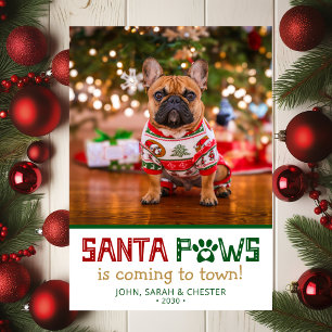 Santa Paws Hond Foto Feestdagenkaart