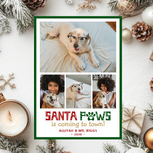 Santa Paws Hond Foto Feestdagenkaart