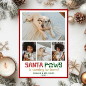 Santa Paws Hond Foto Feestdagenkaart