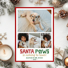 Santa Paws hondenfoto Feestdagenkaart