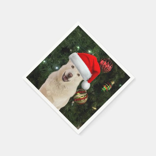 Santa Paws - Husky Dog Kerstmis Napkins Servet (Hoek)