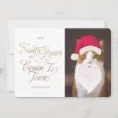 Santa Paws is een Comin to Town Fun Pet Photo Sant Feestdagenkaart (Voorkant)