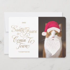 Santa Paws is een Comin to Town Fun Pet Photo Sant Feestdagenkaart