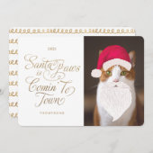 Santa Paws is een Comin to Town Fun Pet Photo Sant Feestdagenkaart (Voorkant / Achterkant)