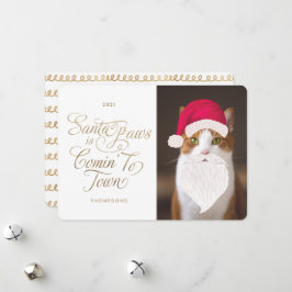Santa Paws is een Comin to Town Fun Pet Photo Sant Feestdagenkaart