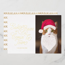 Santa Paws is een Comin to Town Fun Pet Photo Sant Folie Feestdagenkaart