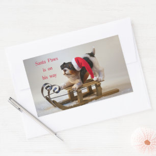 Santa Paws is op zijn weg rechthoekig rechthoekig  Rechthoekige Sticker