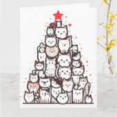 Santa Paws Katten Kerstmis Katten Kerstboom  Kaart (Gele Bloem)