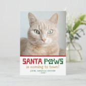 Santa Paws Kattenfoto Feestdagenkaart (Staand voorkant)