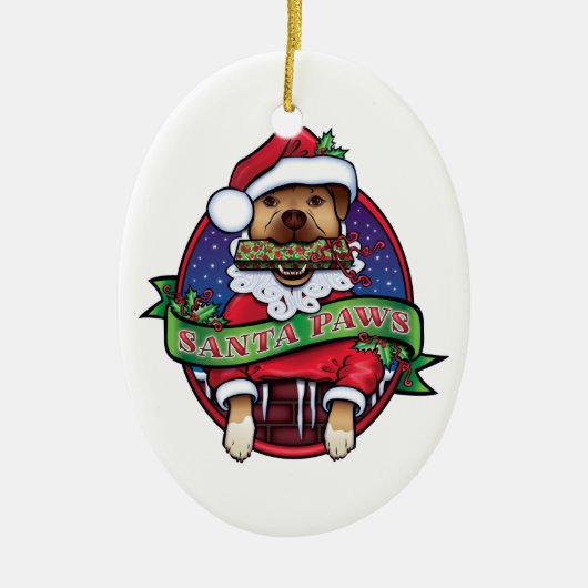 Santa Paws Keramisch Ornament (Voorkant)