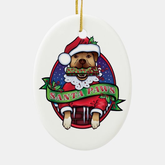 Santa Paws Keramisch Ornament (Achterkant)