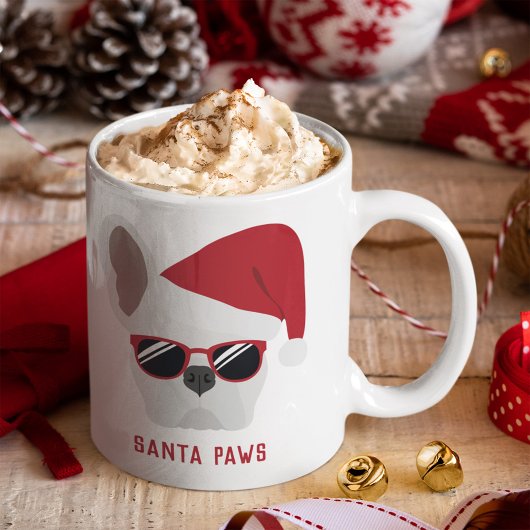 Santa Paws Kerst Wit Franse Bulldog Koffiemok