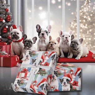 Santa Paws Kerst Wrap Frenchie Edition Cadeaupapier