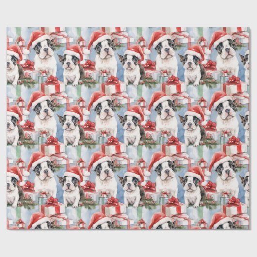 Santa Paws Kerst Wrap Frenchie Edition Cadeaupapier (Vlak)