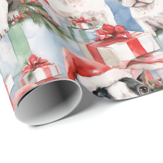 Santa Paws Kerst Wrap Frenchie Edition Cadeaupapier (Rol Hoek)