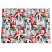 Santa Paws Kerst Wrap Frenchie Edition Groot Cadeauzakje (Voorkant)