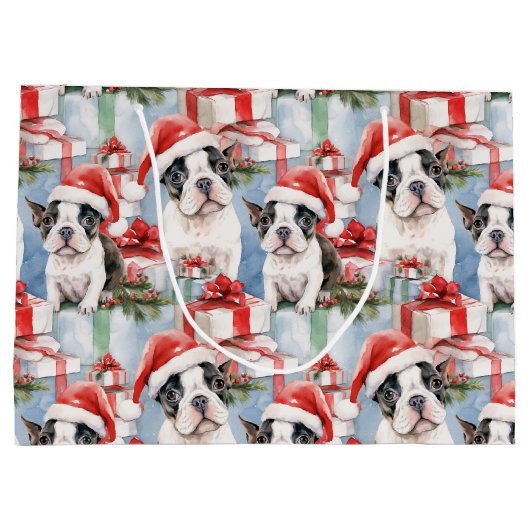 Santa Paws Kerst Wrap Frenchie Edition Groot Cadeauzakje (Achterkant)