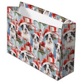 Santa Paws Kerst Wrap Frenchie Edition Groot Cadeauzakje (Voorkant Gekanteld)