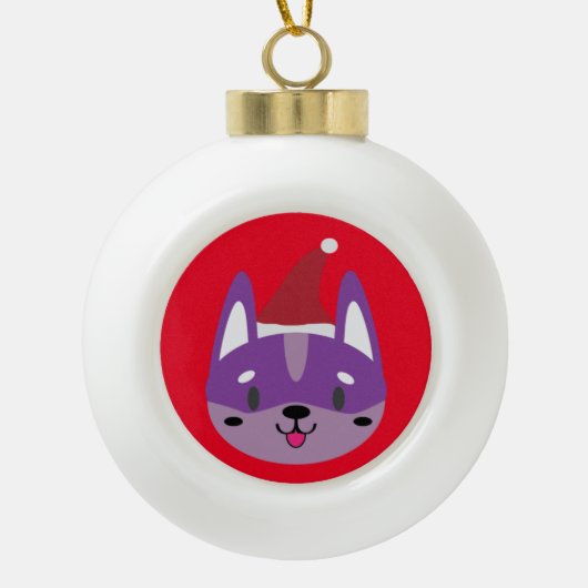 Santa Paws Kerstbal! Keramische Bal Ornament (Voorkant)