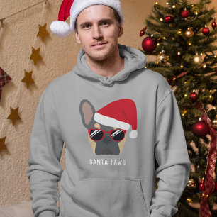 Santa Paws kerstblauw Tan French Bulldog Hoodie