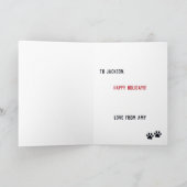 Santa Paws kerstblauw Tan French Bulldog Kaart (Binnen)