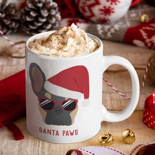 Santa Paws kerstblauw Tan French Bulldog Koffiemok