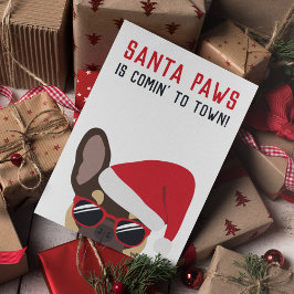 Santa Paws Kerstbruin Tan French Bulldog Kaart