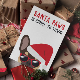 Santa Paws Kerstbruin Tan French Bulldog Kaart