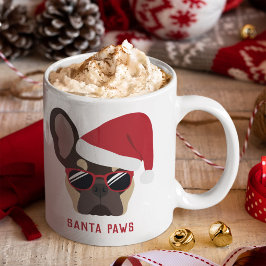Santa Paws Kerstbruin Tan French Bulldog Koffiemok