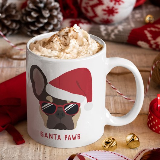 Santa Paws Kerstbruin Tan French Bulldog Koffiemok