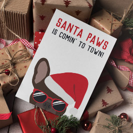 Santa Paws Kerstbruine Franse bullehond Kaart
