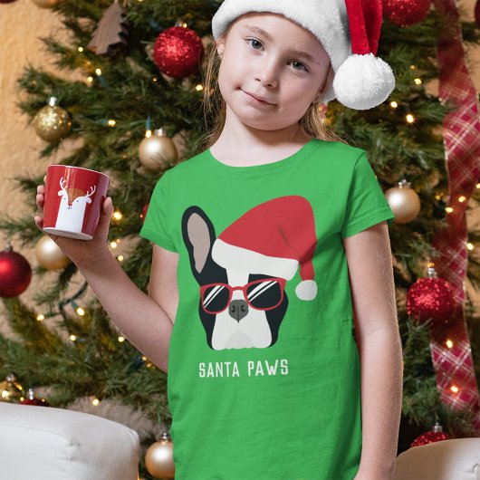 Santa Paws-kerstbullehond T-shirt