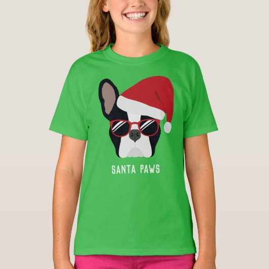 Santa Paws-kerstbullehond T-shirt (Voorkant)
