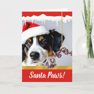 Santa Paws Kersthond in de sneeuw Feestdagen Kaart