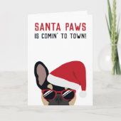 Santa Paws Kerstmis Black Tan French Bulldog Kaart (Voorkant)