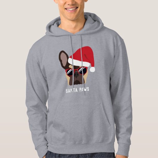 Santa Paws Kerstmis Bruin en Tan Franse Bulldog Hoodie (Voorkant)