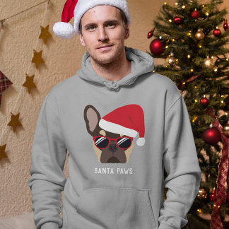 Santa Paws Kerstmis Bruin en Tan Franse Bulldog Hoodie