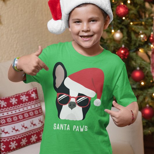 Santa Paws Kerstmis Franse Bulldog T-shirt