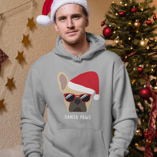 Santa Paws Kerstmis Light Fawn Bulldog Hoodie
