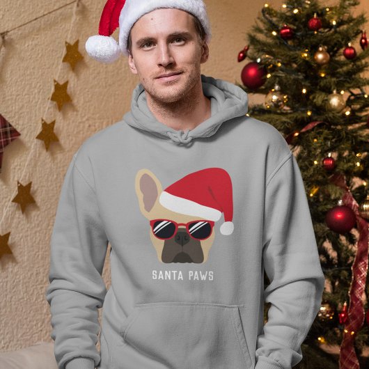 Santa Paws Kerstmis Light Fawn Bulldog Hoodie