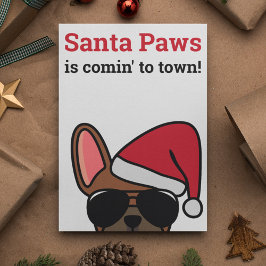 Santa Paws Kerstmis Red Fawn Kaart van bulledog