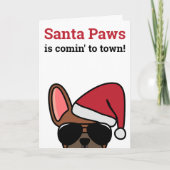 Santa Paws Kerstmis Red Fawn Kaart van bulledog (Voorkant)