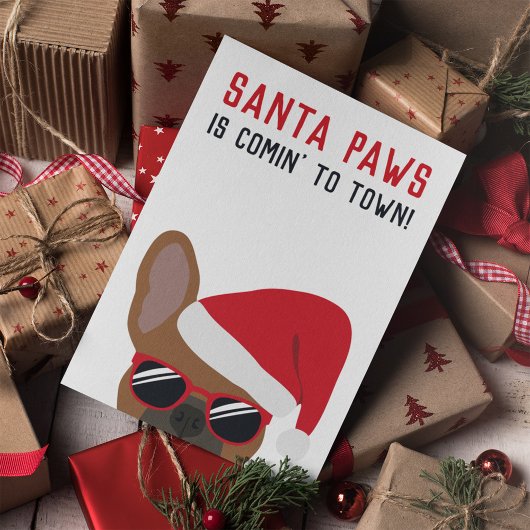 Santa Paws Kerstrode hond Kaart