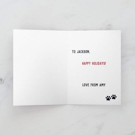 Santa Paws Kerstwitte bullehond Kaart (Binnen)